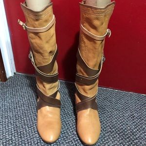 VGUC Chloe distressed lace up boho boots